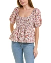 Auguste Anastasia Linen-blend Blouse In Beige