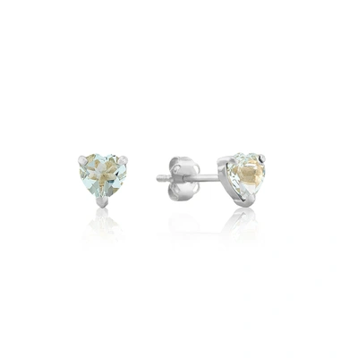 Max + Stone 14k White Or Yellow Gold 3 Prong Heart Shape Gemstone Stud Earrings