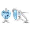 Mimi & Max Womens 18ct Tgw Heart-cut Sky Blue Topaz And 1/10ct Tdw Diamond Leverback Earrings In 14k White Gold In Blue