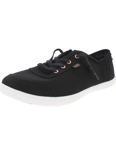 Bobs From Skechers Bobs B Cute Womens Canvas Memory Foam Slip-on Sneakers In Black