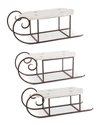 K & K INTERIORS SET OF 3 WOOD WHITEWASH SLEIGH