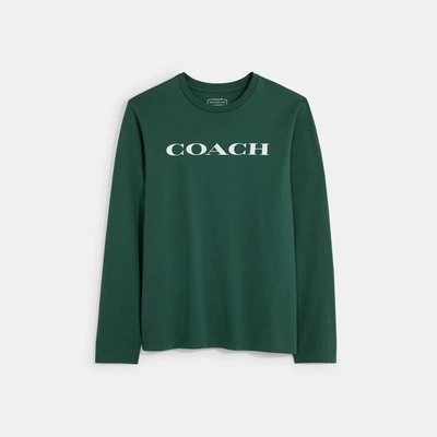 Coach Outlet Essential Long Sleeve T-shirt In Organic Cotton In Green