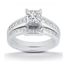 POMPEII3 1CT DIAMOND ENGAGEMENT WEDDING RING SET WHITE GOLD PRINCESS CUT