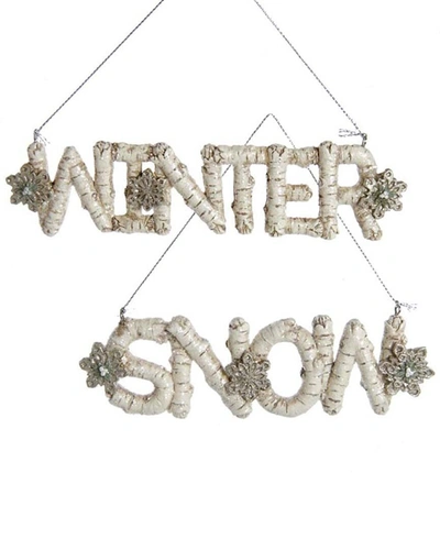 Kurt Adler 6.5in Resin Snow Winter Words Set Of 2 Ornaments In Multi