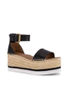 SEE BY CHLOÉ GLYN LEATHER ESPADRILLES WEDGE IN BLACK