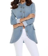 FRENCH KYSS AMINA LONG BUTTON JACKET IN DENIM