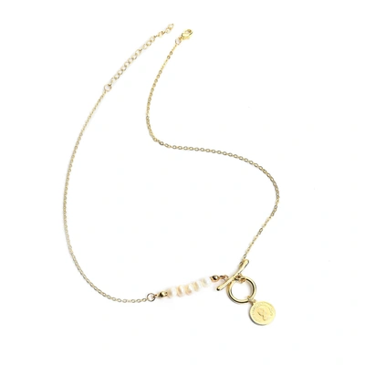 Sohi Gold Plated Coin Pattern Necklace