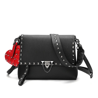 Tiffany & Fred Studded Top-grain Leather Shoulder Bag In Black