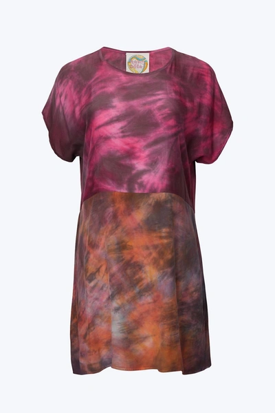 Haley Solar Tie-dyed Colorblocked Silk Mini Dress In Pink/aura