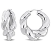 Mimi & Max 39 Mm Twisted Hoop Earrings In Sterling Silver In Silver
