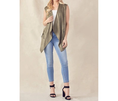 Joh Anna Suede Vest In Olive In Green