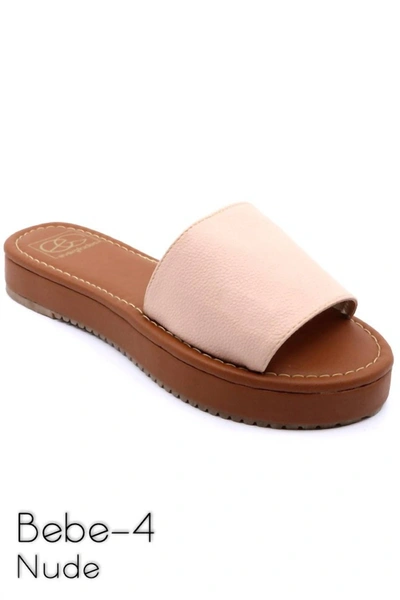 Everglades Bebe 4 One-band Slide Flatform Sandals In Nude In Pink