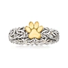 Ross-simons Sterling Silver And 14kt Yellow Gold Paw Print Byzantine Ring In Gold