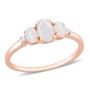 Mimi & Max 2/5 Ct Tgw Opal And Diamond Accent 3-stone Ring In 10k Rose Gold In Pink