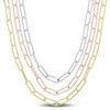Mimi & Max Multi-strand Paperclip Chain Necklace In 3-tone 18k Gold Plated Sterling Silver, 18 In In White