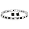 Max + Stone Silver Plated Black White Cubic Zirconia Princess Tennis Bracelet & Earrings Set In Silver