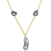 Mimi & Max 13-15 Mm Grey Cultured Freshwater Baroque Pearl Lariat Necklace In 18k Yellow Gold Plated Sterling S In Purple