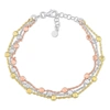Mimi & Max Multi-strand Bracelet In 3-tone 18k Gold Plated Sterling Silver In White