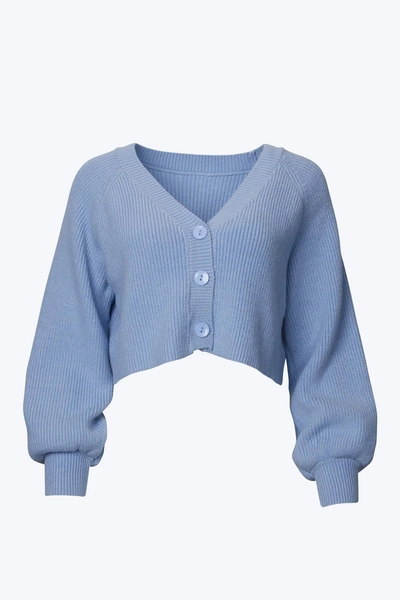 Sun Imperial Cropped Slouchy Ribbed-knit Cardigan In Blue