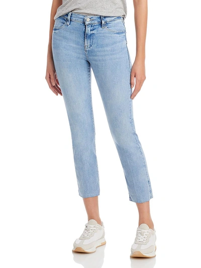 Frame Womens Light Wash Mid-rise Straight Leg Jeans In Blue