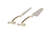 Classic Touch Decor Mes502-br-wh Cake Server And Knife Set Enamel Finish Brown-white