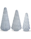 K & K INTERIORS SET OF 3 EMBOSSED FROSTED GLASS PINECONE TREES