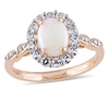 Mimi & Max 1 1/2 Ct Tgw Oval Shape Opal, White Topaz And Diamond Accent Vintage Ring In 14k Rose Gold In White