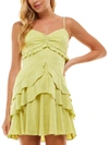 City Studio Juniors Womens V-neck Short Mini Dress In Green