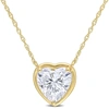 Mimi & Max 2 Ct Dew Created Moissanite Heart Pendant With Chain In 10k Yellow Gold In Silver