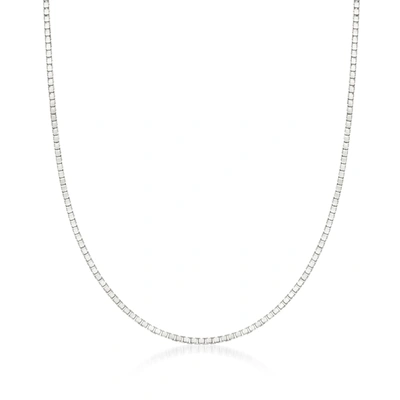 Ross-simons 1mm 14kt White Gold Box Chain Necklace In Silver