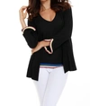 French Kyss Tara Striped Cardigan In Black In Black