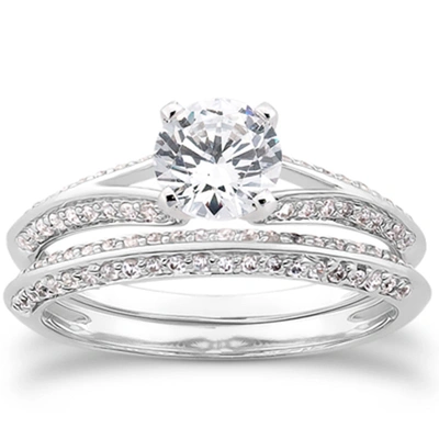 Pompeii3 3/4ct Split Shank Diamond Engagement Wedding Ring Set 14k White Gold In Multi