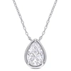 Mimi & Max 2 Ct Tgw Created Moissanite Halo Teardrop Pendant With Chain In Sterling Silver In Silver