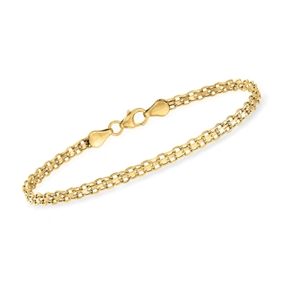 Rs Pure Ross-simons Italian 14kt Yellow Gold Bismark-link Bracelet In White