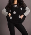 French Kyss Crochet Dot Poncho In Blackfrost In Black