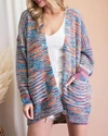 BESTTO OPEN-FRONT KNIT CARDIGAN IN RAINBOW