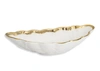 Classic Touch Decor 16.75"l White Porcelain Leaf Shaped Bowl With Gold Border