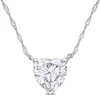Mimi & Max 2 Ct Dew Heart Shape Created Moissanite Solitaire Pendant With Chain In 10k White Gold In Silver