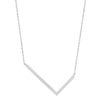 Max + Stone 10k Solid White Gold Large Sideways Block Letter Initial With Extendable Cable Chain, 16 To 18 Inche In Silver
