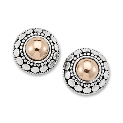 Samuel B Jewelry Sterling Silver And 18k Yellow Gold Circle Halo Round Stud Earrings