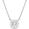 Mimi & Max 1 4/5 Ct Tgw Created Moissanite Solitaire Pendant With Chain In 14k White Gold In Silver