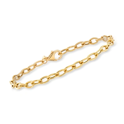 Ross-simons Italian 4mm 18kt Yellow Gold Oval Cable-link Bracelet In White