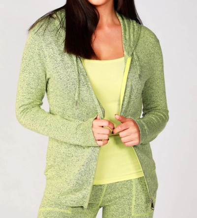 French Kyss Melange Zip Hoodie In Lime In Green