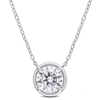 Mimi & Max 1 4/5 Ct Tgw Created Moissanite Halo Circle Pendant With Chain In Sterling Silver In Silver