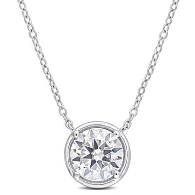 Mimi & Max 1 4/5 Ct Tgw Created Moissanite Halo Circle Pendant With Chain In Sterling Silver