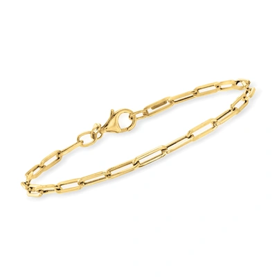 Rs Pure Ross-simons Italian 14kt Yellow Gold Paper Clip Link Bracelet In White