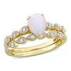 Mimi & Max 3/5 Ct Tgw Opal And Diamond Accent Vintage Design Bridal Ring Set In 10k Yellow Gold In Gold