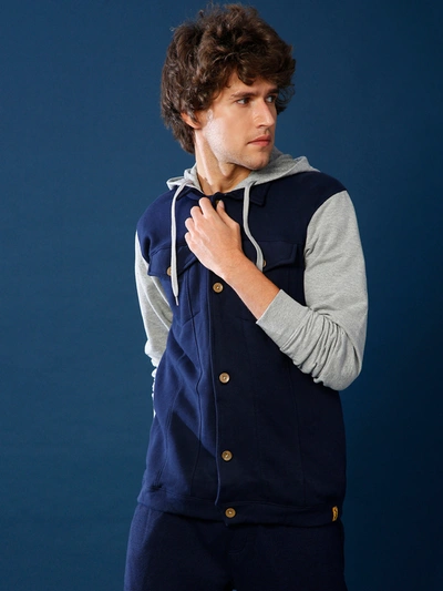 Campus Sutra Men Full Sleeve Stylish Windcheater Casual Jacket In Blue