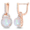 MIMI & MAX 3 3/8 CT TGW BLUE ETHIOPIAN OPAL AND WHITE TOPAZ HOOP HALO CHARM EARRINGS IN ROSE PLATED STERLING SI