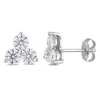 Mimi & Max 2 1/6 Ct Dew Created Moissanite Three-stone Stud Earrings In Sterling Silver In Silver